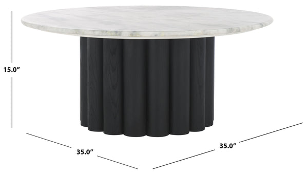 Safavieh Roxiella Marble Top Coffee Table - Elevate Your Living Space With Elegant Design And Durability White ,Black Wood ,Marble Sfv9733b-2bx
