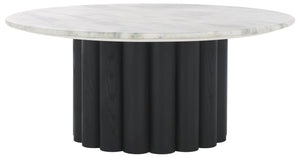 Safavieh Roxiella Marble Top Coffee Table - Elevate Your Living Space With Elegant Design And Durability White ,Black Wood ,Marble Sfv9733b-2bx