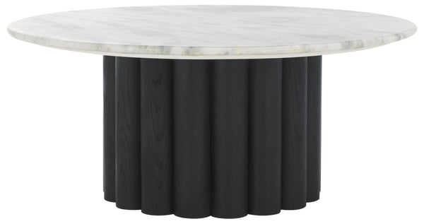 Safavieh Roxiella Marble Top Coffee Table - Elevate Your Living Space With Elegant Design And Durability White ,Black Wood ,Marble Sfv9733b-2bx