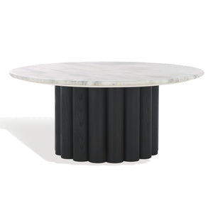 Safavieh Roxiella Marble Top Coffee Table - Elevate Your Living Space With Elegant Design And Durability White ,Black Wood ,Marble Sfv9733b-2bx