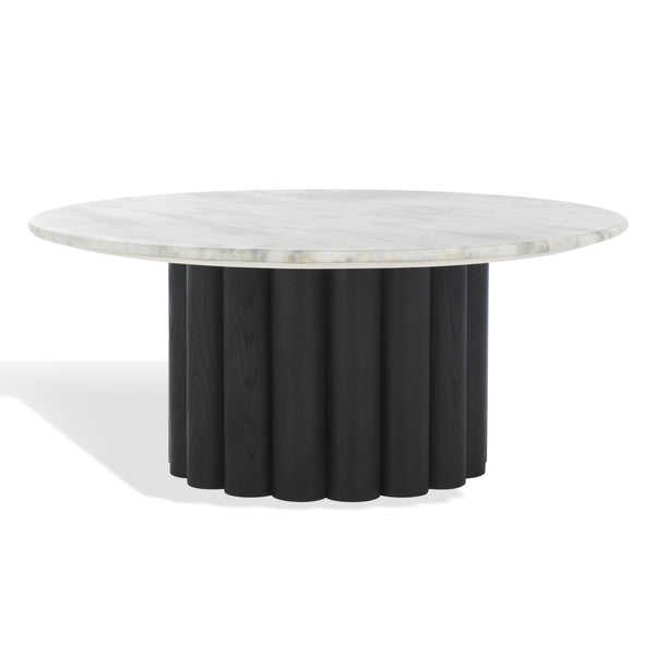 Safavieh Roxiella Marble Top Coffee Table - Elevate Your Living Space With Elegant Design And Durability White ,Black Wood ,Marble Sfv9733b-2bx