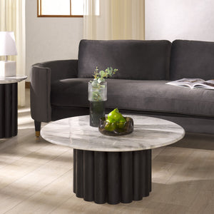 Safavieh Roxiella Marble Top Coffee Table - Elevate Your Living Space With Elegant Design And Durability White ,Black Wood ,Marble Sfv9733b-2bx