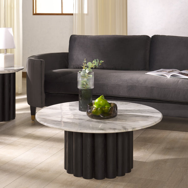 Safavieh Roxiella Marble Top Coffee Table - Elevate Your Living Space With Elegant Design And Durability White ,Black Wood ,Marble Sfv9733b-2bx