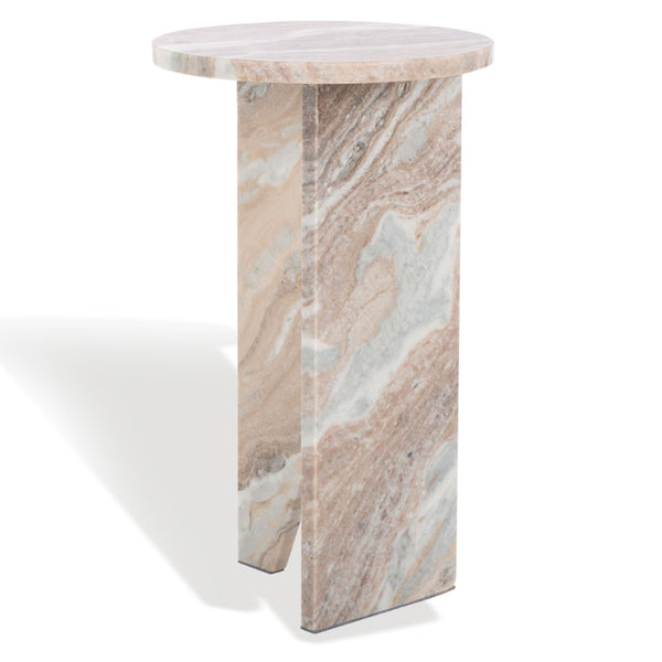 Safavieh DEVLIN Marble Drink Table - Luxe Accent Piece for Modern Spaces, Ideal for Beverages and Decor Brown SFV9734A