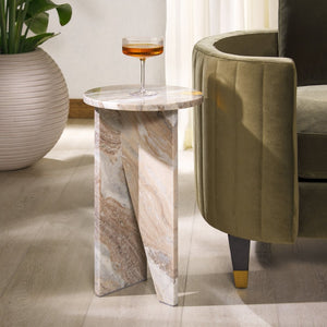 Safavieh DEVLIN Marble Drink Table - Luxe Accent Piece for Modern Spaces, Ideal for Beverages and Decor Brown SFV9734A