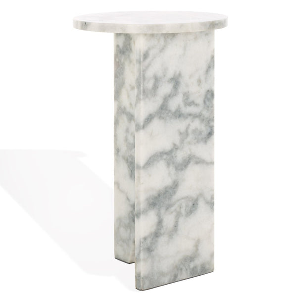 Safavieh DEVLIN Marble Drink Table - Luxe Accent Piece for Modern Spaces, Ideal for Beverages and Decor White SFV9734B