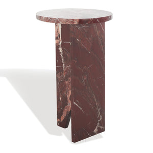 Safavieh DEVLIN Marble Drink Table - Luxe Accent Piece for Modern Spaces, Ideal for Beverages and Decor Red SFV9734D
