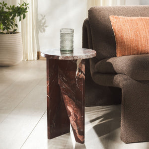 Safavieh DEVLIN Marble Drink Table - Luxe Accent Piece for Modern Spaces, Ideal for Beverages and Decor Red SFV9734D
