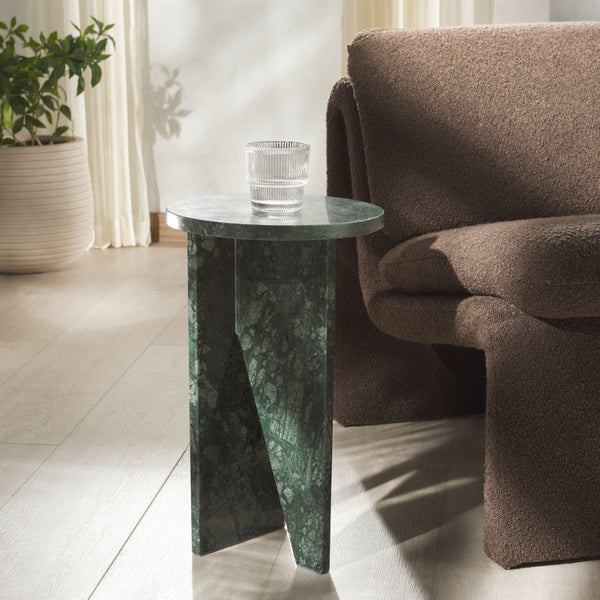 Safavieh DEVLIN Marble Drink Table - Luxe Accent Piece for Modern Spaces, Ideal for Beverages and Decor Green SFV9734E