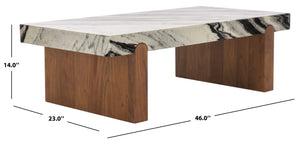 Safavieh Ellebeth Marble Top Coffee Table - Luxurious Acacia Wood Design With Sturdy Iron Base For Elegance Hazel ,Walnut Marble  ,Wood Sfv9735a-2bx