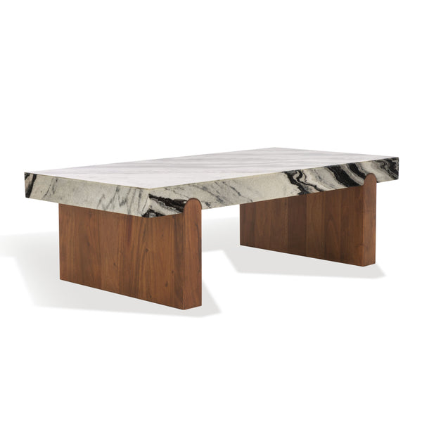 Safavieh Ellebeth Marble Top Coffee Table - Luxurious Acacia Wood Design With Sturdy Iron Base For Elegance Hazel ,Walnut Marble  ,Wood Sfv9735a-2bx