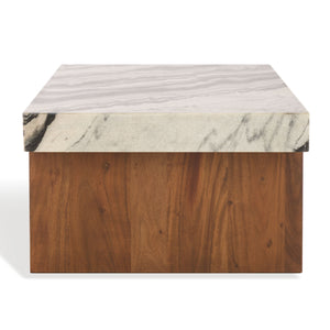 Safavieh Ellebeth Marble Top Coffee Table - Luxurious Acacia Wood Design With Sturdy Iron Base For Elegance Hazel ,Walnut Marble  ,Wood Sfv9735a-2bx