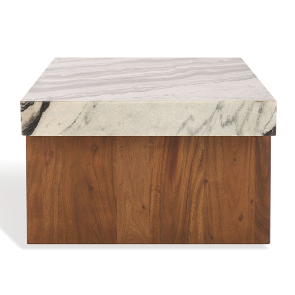 Safavieh Ellebeth Marble Top Coffee Table - Luxurious Acacia Wood Design With Sturdy Iron Base For Elegance Hazel ,Walnut Marble  ,Wood Sfv9735a-2bx
