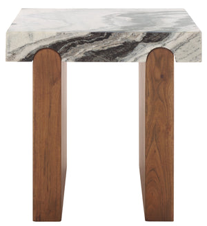 Safavieh Ellebeth Marble Top Accent Table - Elegant Acacia Wood Design With Stunning Marble Surface & Iron Base Hazel ,Walnut Marble  ,Wood Sfv9736a-2bx