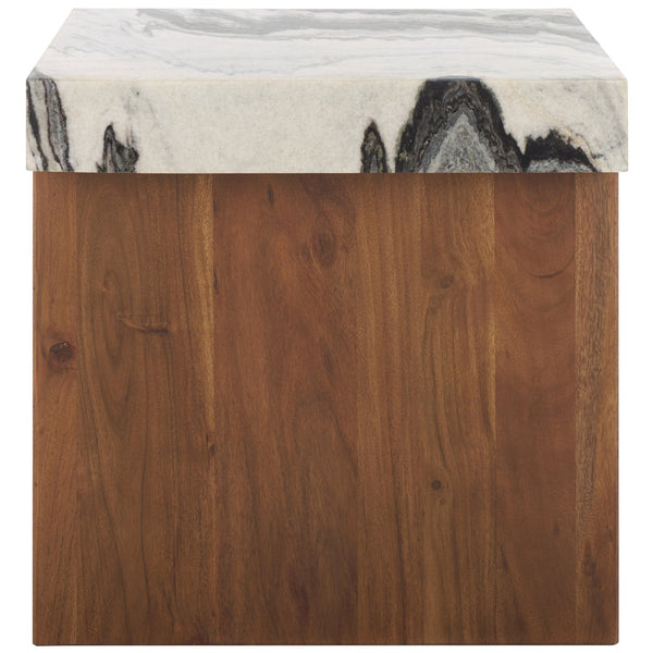 Safavieh Ellebeth Marble Top Accent Table - Elegant Acacia Wood Design With Stunning Marble Surface & Iron Base Hazel ,Walnut Marble  ,Wood Sfv9736a-2bx