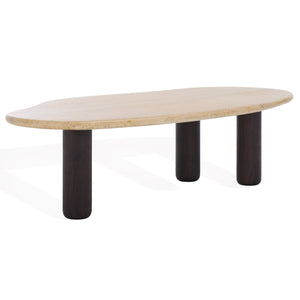 Safavieh Celestyn Coffee Table: Elegant Acacia Wood Design With Luxurious Top, Perfect For Stylish Living Rooms Travertine ,Walnut Travertine ,Wood Sfv9737a-2bx