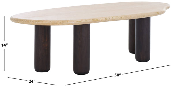 Safavieh Celestyn Coffee Table: Elegant Acacia Wood Design With Luxurious Top, Perfect For Stylish Living Rooms Travertine ,Walnut Travertine ,Wood Sfv9737a-2bx