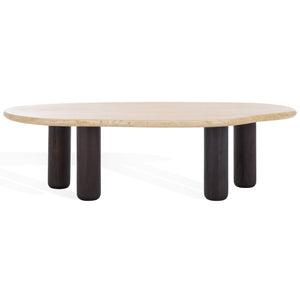 Safavieh Celestyn Coffee Table: Elegant Acacia Wood Design With Luxurious Top, Perfect For Stylish Living Rooms Travertine ,Walnut Travertine ,Wood Sfv9737a-2bx