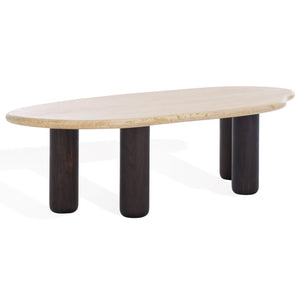 Safavieh Celestyn Coffee Table: Elegant Acacia Wood Design With Luxurious Top, Perfect For Stylish Living Rooms Travertine ,Walnut Travertine ,Wood Sfv9737a-2bx