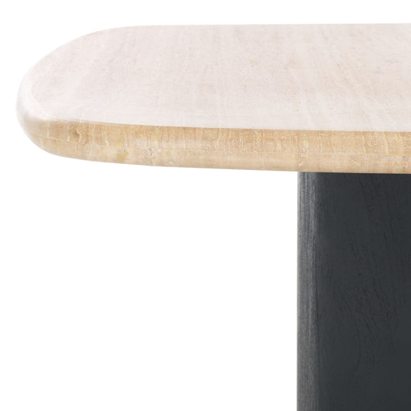 Safavieh Celestyn Square Coffee Table With Elegant Travertine Top And Black Acacia Wood Base For Living Rooms Travertine ,Black Travertine ,Wood Sfv9738a-2bx