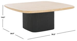 Safavieh Celestyn Square Coffee Table With Elegant Travertine Top And Black Acacia Wood Base For Living Rooms Travertine ,Black Travertine ,Wood Sfv9738a-2bx