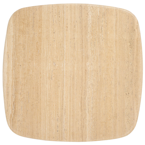 Safavieh Celestyn Square Coffee Table With Elegant Travertine Top And Black Acacia Wood Base For Living Rooms Travertine ,Black Travertine ,Wood Sfv9738a-2bx