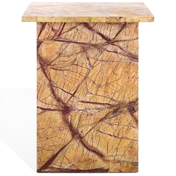 Safavieh Adriano 2 Leg Marble Accent Table Beige ,Brown Marble, Marble Sfv9739A