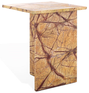 Safavieh Adriano 2 Leg Marble Accent Table Beige ,Brown Marble, Marble Sfv9739A