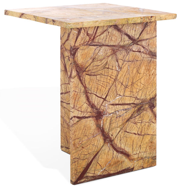 Safavieh Adriano 2 Leg Marble Accent Table Beige ,Brown Marble, Marble Sfv9739A