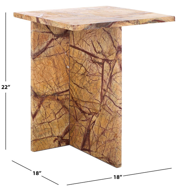 Safavieh Adriano 2 Leg Marble Accent Table Beige ,Brown Marble, Marble Sfv9739A