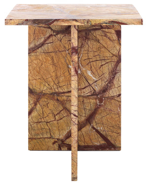 Safavieh Adriano 2 Leg Marble Accent Table Beige ,Brown Marble, Marble Sfv9739A