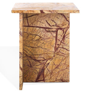 Safavieh Adriano 2 Leg Marble Accent Table Beige ,Brown Marble, Marble Sfv9739A
