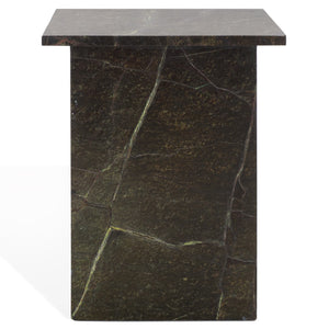 Safavieh Adriano 2 Leg Marble Accent Table Green ,Brown Marble, Marble Sfv9739B