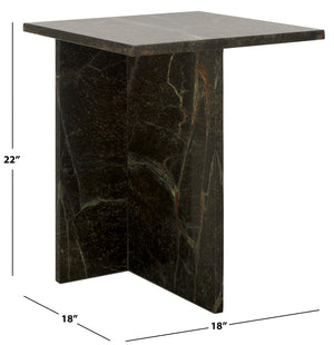 Safavieh Adriano 2 Leg Marble Accent Table Green ,Brown Marble, Marble Sfv9739B