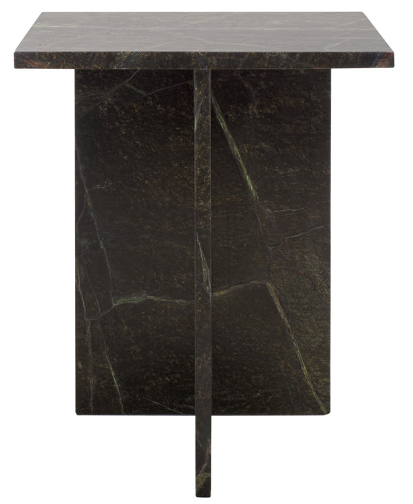 Safavieh Adriano 2 Leg Marble Accent Table Green ,Brown Marble, Marble Sfv9739B