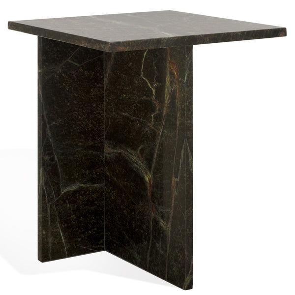 Safavieh Adriano 2 Leg Marble Accent Table Green ,Brown Marble, Marble Sfv9739B