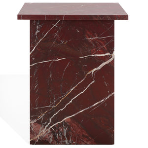 Safavieh Adriano 2 Leg Marble Accent Table Dark Red Marble, Marble Sfv9739C