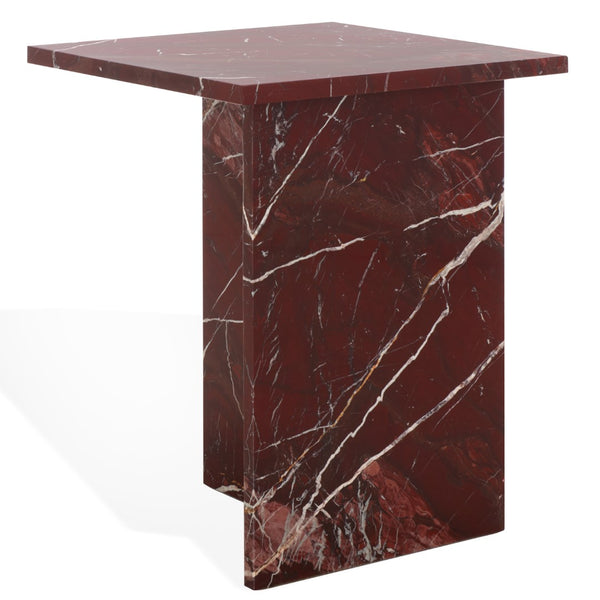 Safavieh Adriano 2 Leg Marble Accent Table Dark Red Marble, Marble Sfv9739C