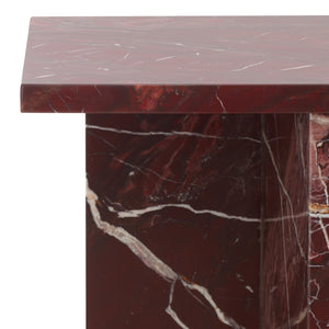 Safavieh Adriano 2 Leg Marble Accent Table Dark Red Marble, Marble Sfv9739C