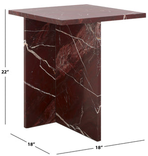 Safavieh Adriano 2 Leg Marble Accent Table Dark Red Marble, Marble Sfv9739C
