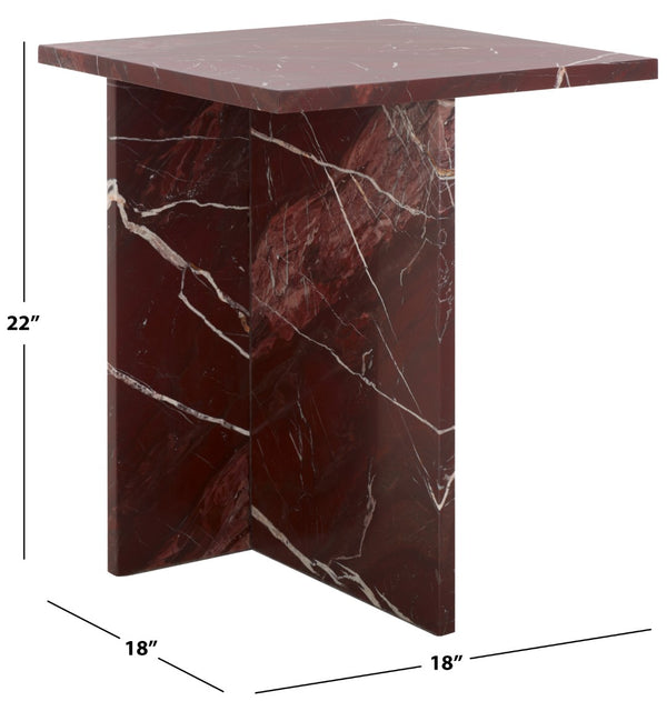 Safavieh Adriano 2 Leg Marble Accent Table Dark Red Marble, Marble Sfv9739C