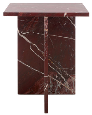 Safavieh Adriano 2 Leg Marble Accent Table Dark Red Marble, Marble Sfv9739C