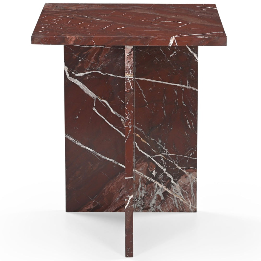 Safavieh ADRIANO Marble Accent Table - Chic Two-Leg Design for Luxury Living Spaces and Functional Decor Dark Red / - SFV9739C