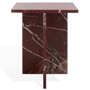 Safavieh Adriano 2 Leg Marble Accent Table Dark Red Marble, Marble Sfv9739C