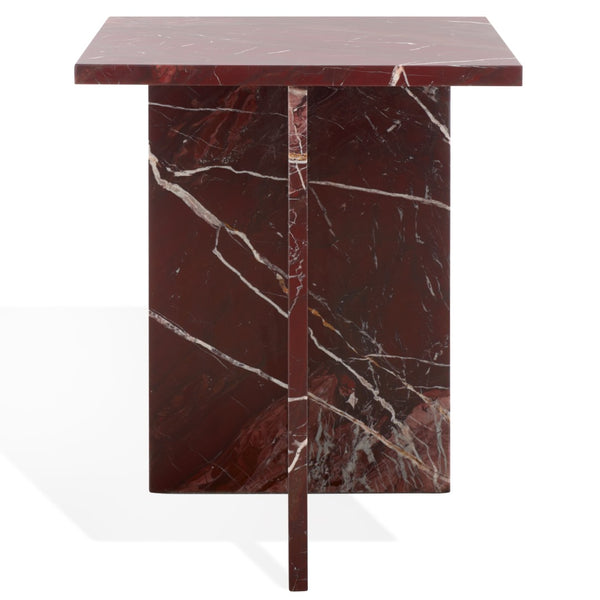 Safavieh Adriano 2 Leg Marble Accent Table Dark Red Marble, Marble Sfv9739C