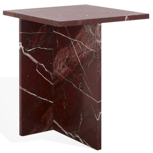 Safavieh Adriano 2 Leg Marble Accent Table Dark Red Marble, Marble Sfv9739C