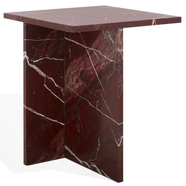 Safavieh Adriano 2 Leg Marble Accent Table Dark Red Marble, Marble Sfv9739C