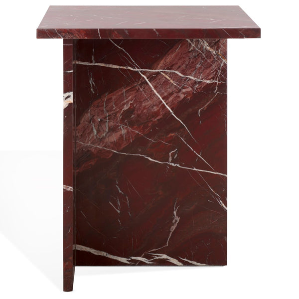 Safavieh Adriano 2 Leg Marble Accent Table Dark Red Marble, Marble Sfv9739C