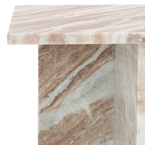 Safavieh Adriano 2 Leg Marble Accent Table White ,Brown Marble, Marble Sfv9739D