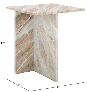 Safavieh Adriano 2 Leg Marble Accent Table White ,Brown Marble, Marble Sfv9739D